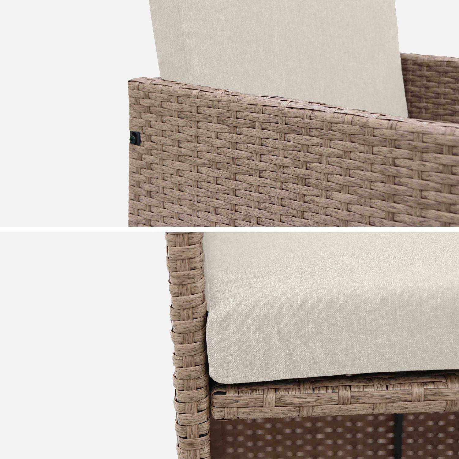 4 to 8-seater rattan cube table set with chairs, Vabo 8, Natural, 110x110x73 cm Photo6