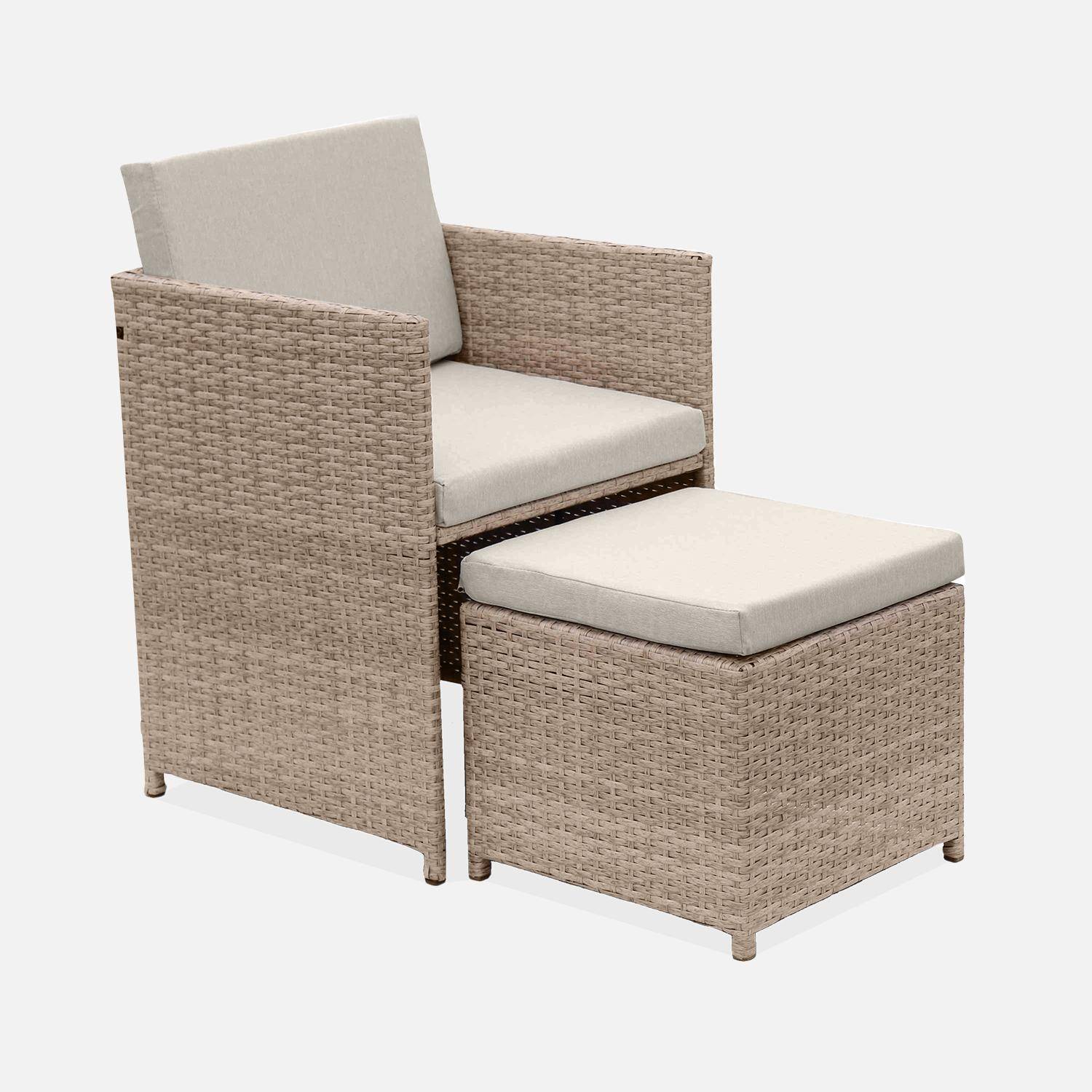 4 to 8-seater rattan cube table set with chairs, Vabo 8, Natural, 110x110x73 cm Photo5