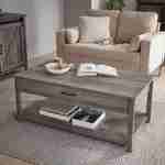 Table basse relevable en décor bois gris 110x59x46.5cm - Galant - 1 espace de rangement  Photo1