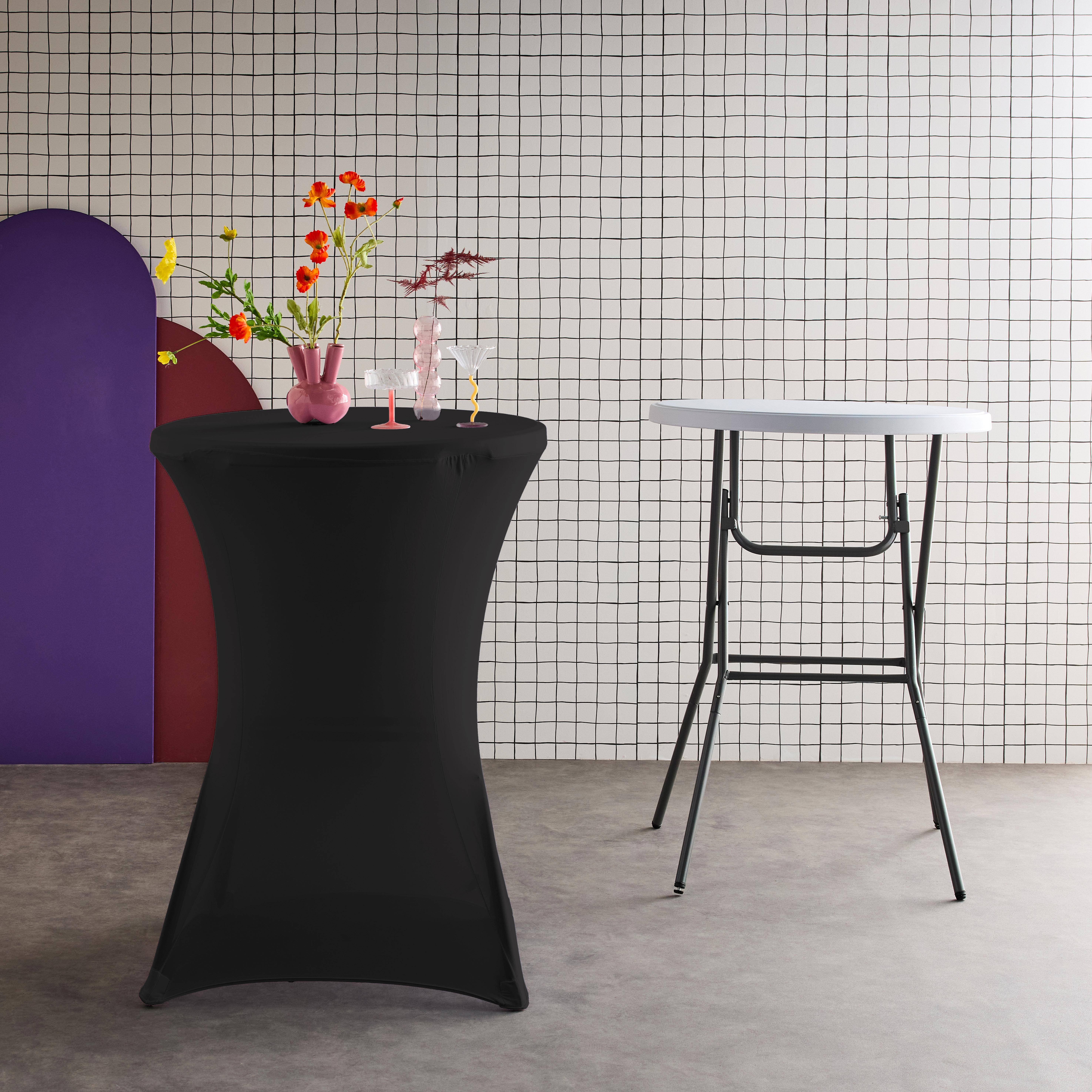Mesa de pé dobrável com cobertura de proteção, set de 2, Gala + cobertura x2, Preto, 81x81x110 cm Photo1
