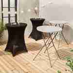 Lot de 2 tables hautes de réception – GALA – Mange debout, pliables, Ø80cm x 110cm +  2 housses en polyester, noires Photo1