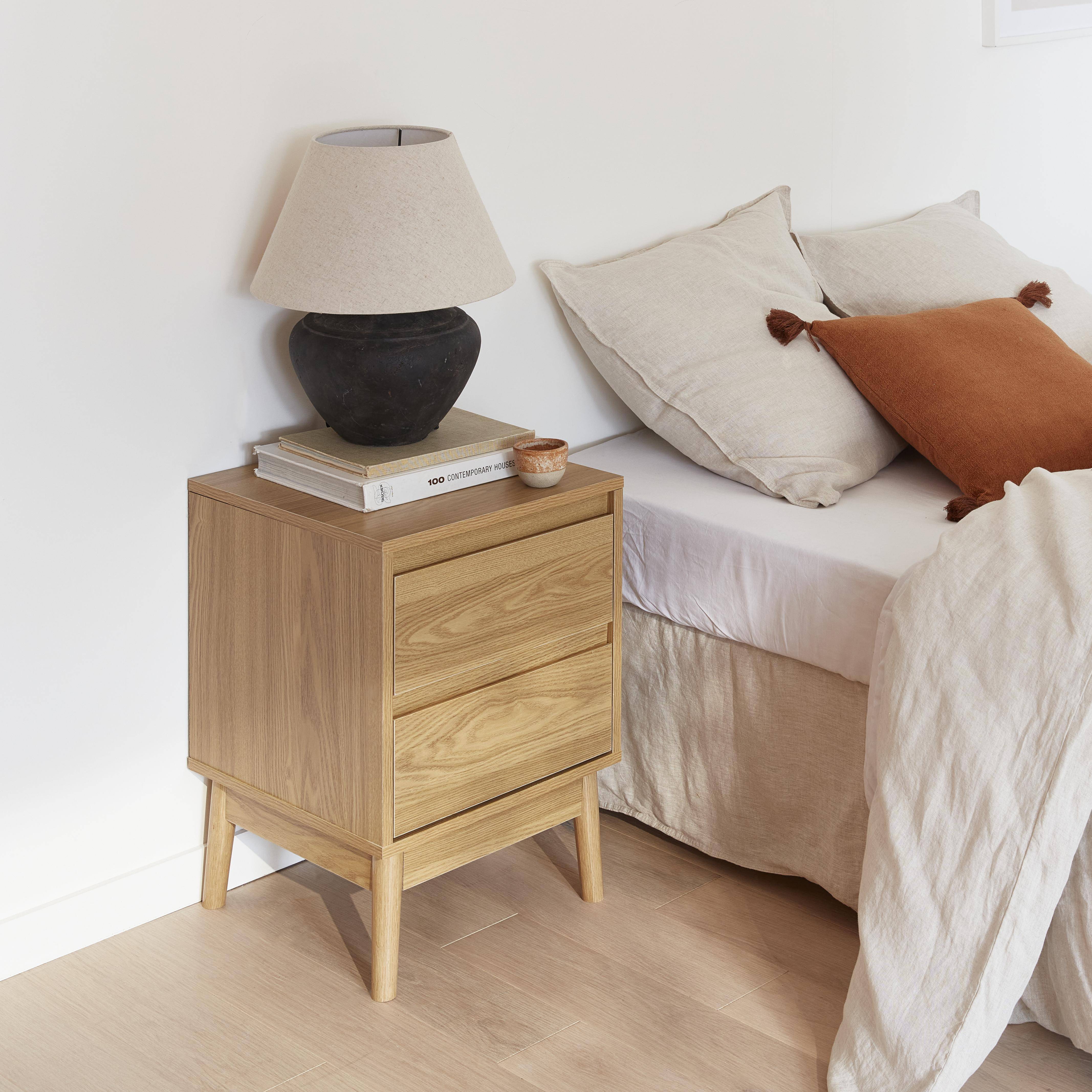 Wooden bedside table, two drawers - Dune Photo1
