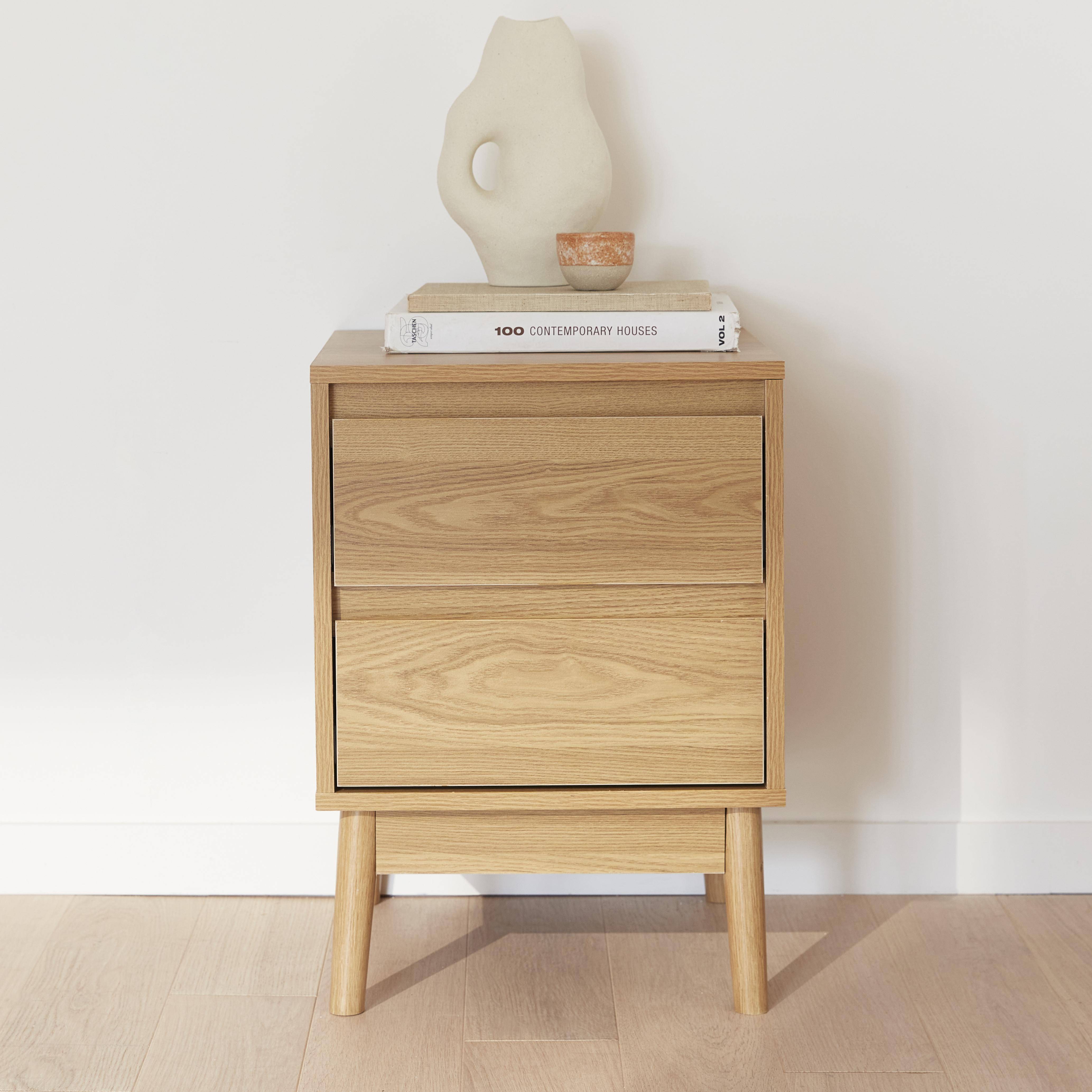 Wooden bedside table, two drawers - Dune Photo2