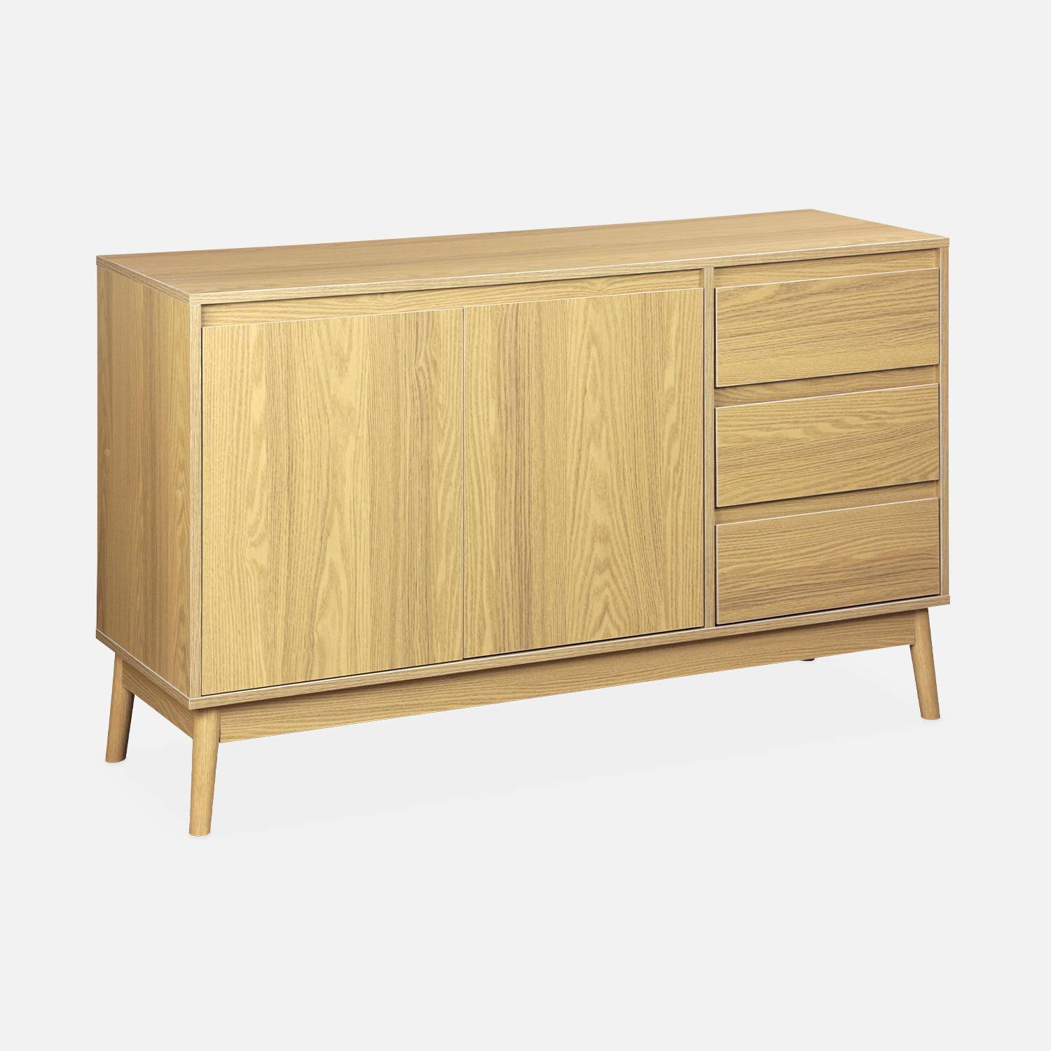 Wooden sideboard with 2 doors and 3 drawers L 120 x W 39 H 76cm - Dune Photo3