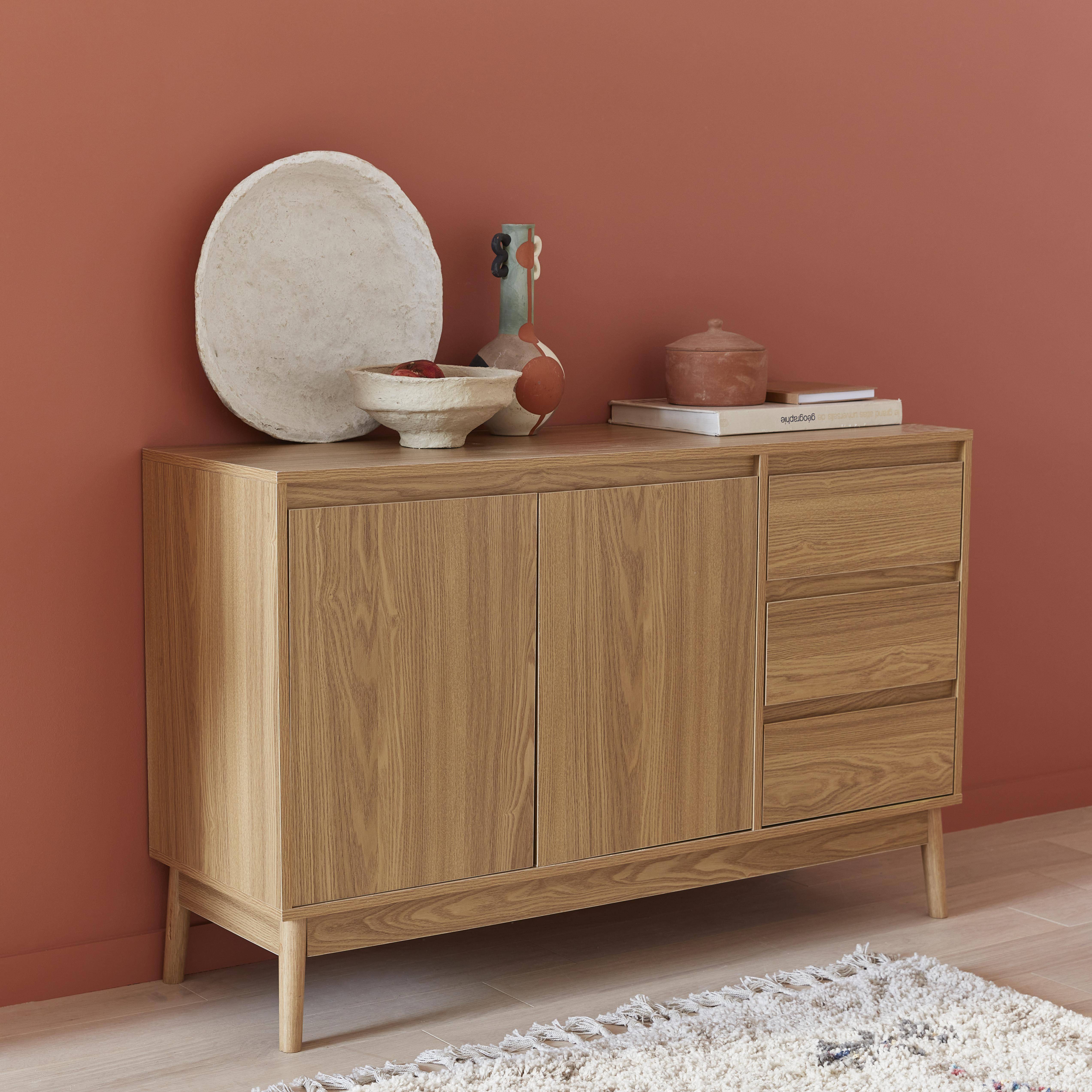 Wooden sideboard with 2 doors and 3 drawers L 120 x W 39 H 76cm - Dune Photo1
