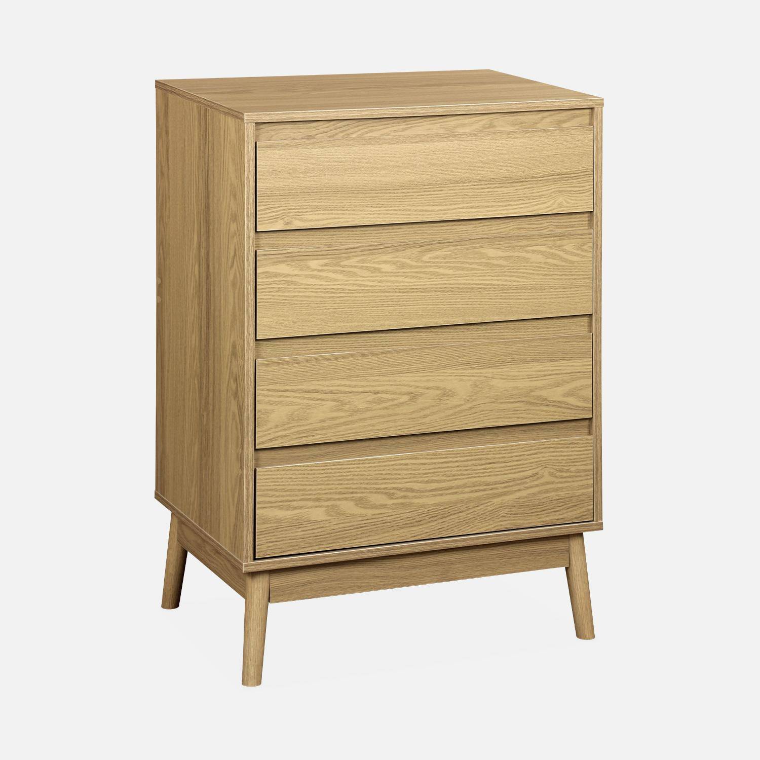 Wooden 4-drawer chest, 60x40x91cm - Dune - Natural wood colour Photo3