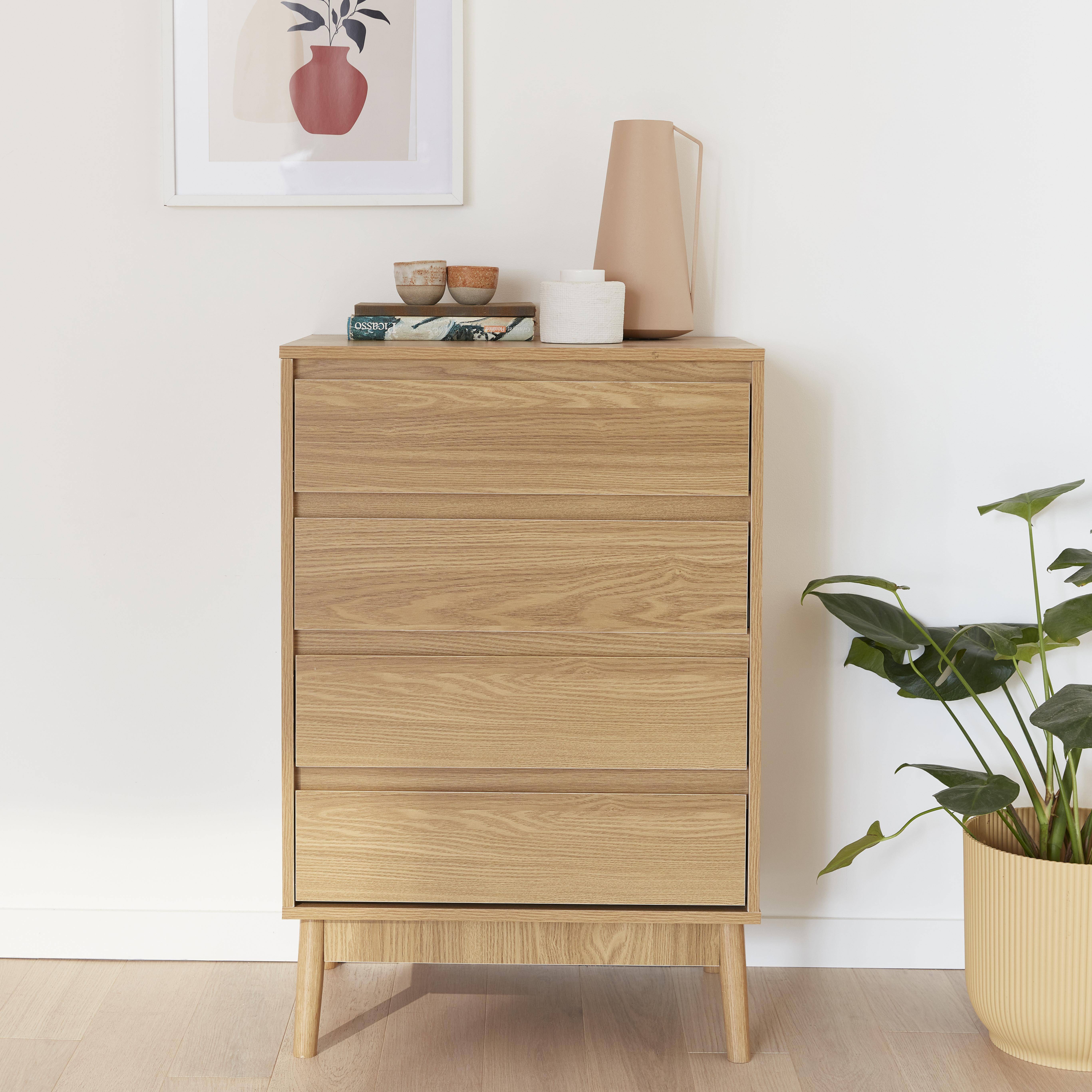 Wooden 4-drawer chest, 60x40x91cm - Dune - Natural wood colour Photo2