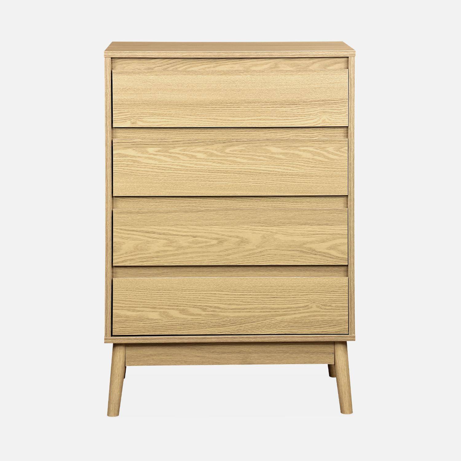 Wooden 4-drawer chest, 60x40x91cm - Dune - Natural wood colour Photo4