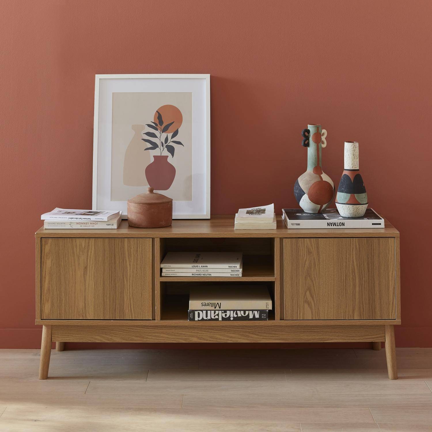 Houten TV-meubel 2 deuren L 120 x B 39 H 48cm - Dune Photo2