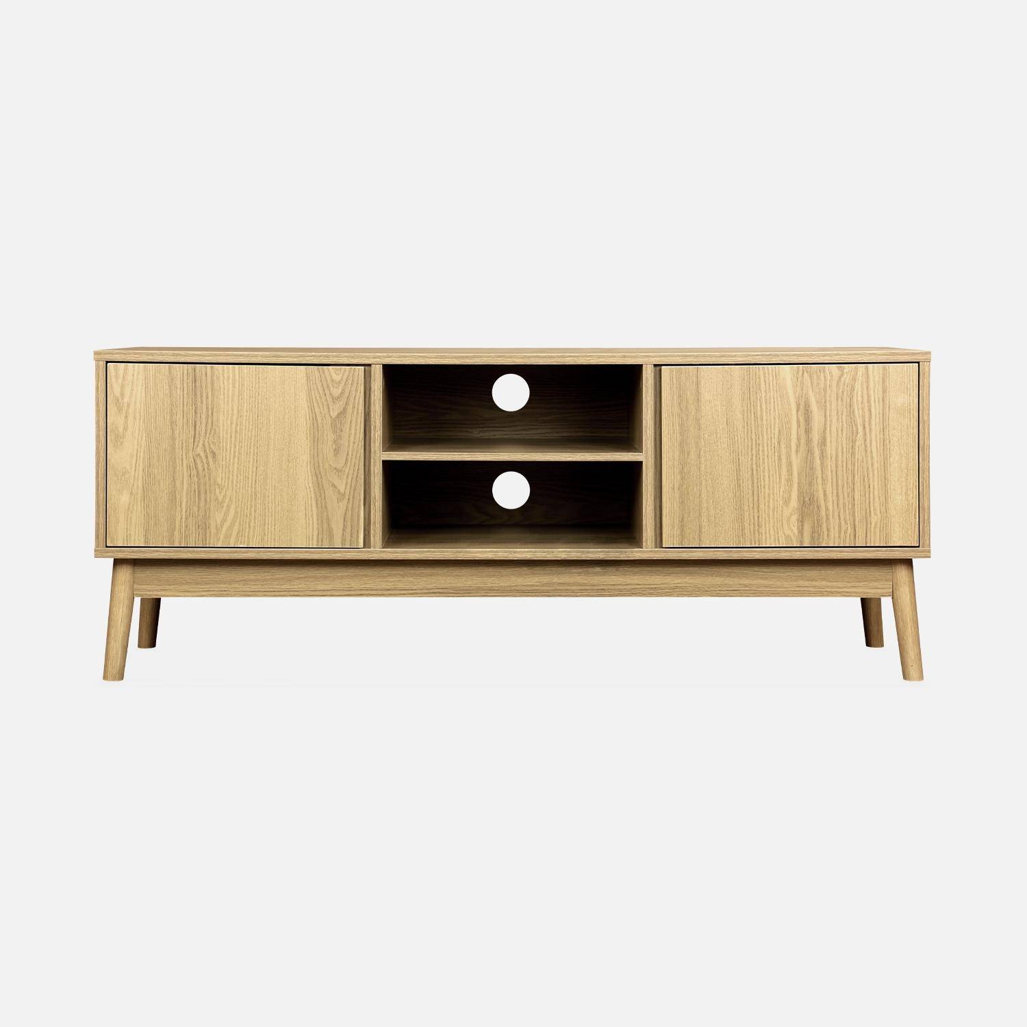 Houten TV-meubel 2 deuren L 120 x B 39 H 48cm - Dune Photo4