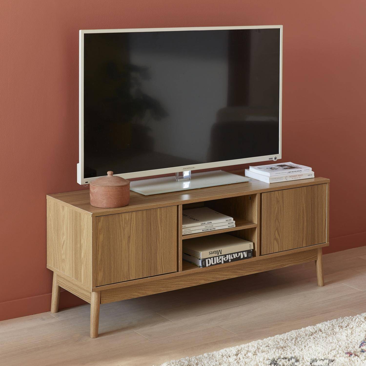 Houten TV-meubel 2 deuren L 120 x B 39 H 48cm - Dune,sweeek,Photo1