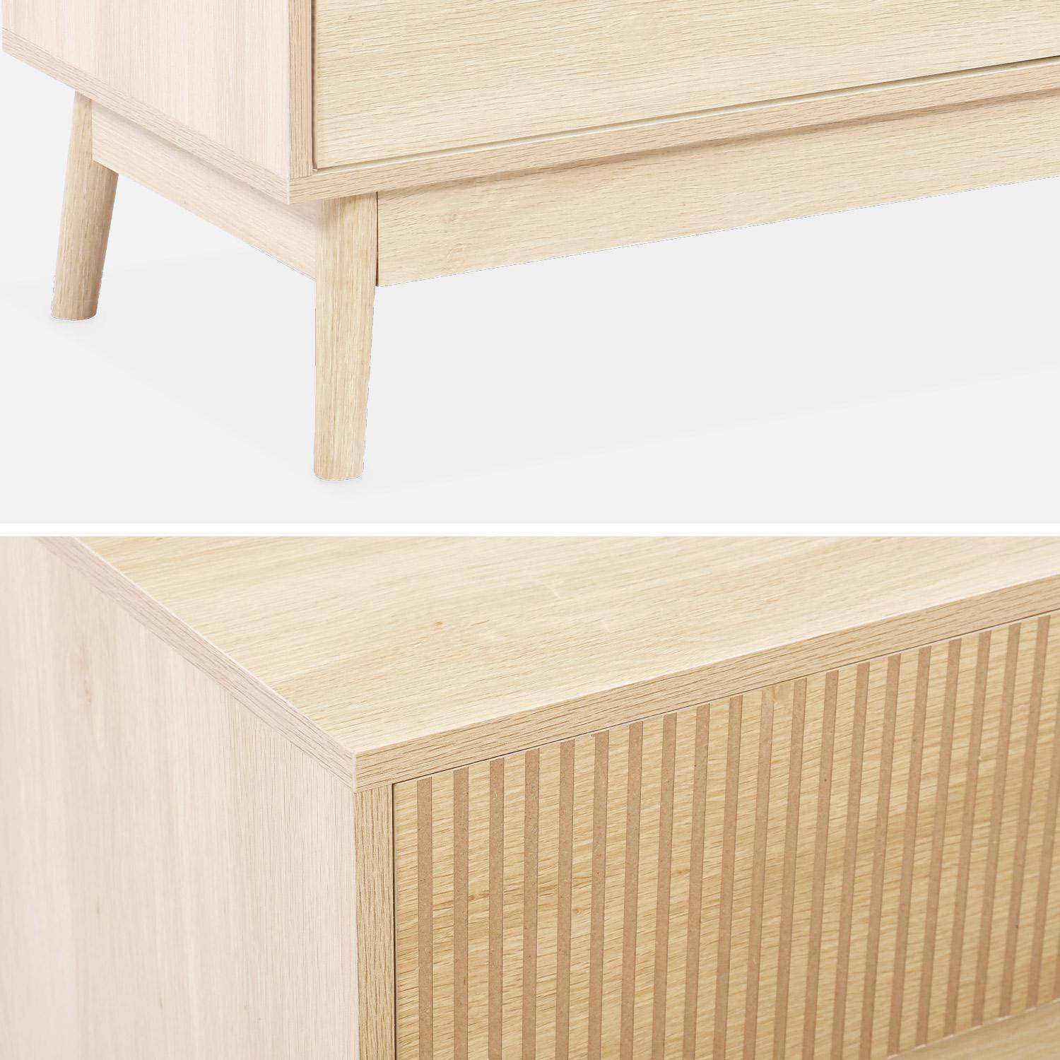 Grooved wood detail 3-drawer chest, 80x40x80cm - Linear - Natural Wood colour Photo6