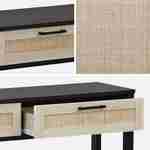 Console décor bois noir et cannage 100 x 30 x 75cm - Bianca - 2 tiroirs - 1 étagère   Photo6
