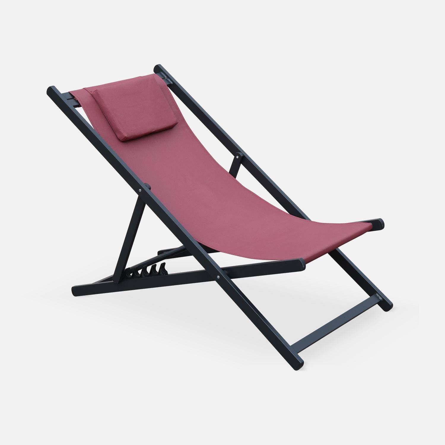 Gaia - Set van 2 ligstoelen van aluminium en textilene, verstelbare rugleuning en hoofdsteun Photo8