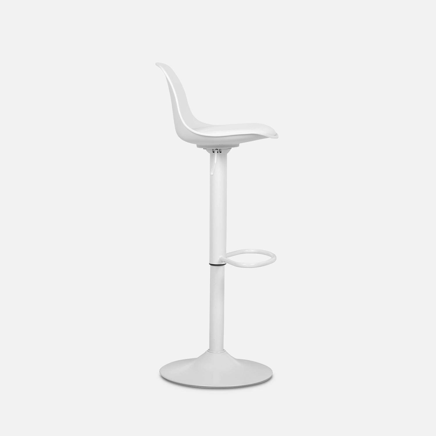 Pair of faux leather, rounded backrest, adjustable bar stools, seat height 61.5 - 83.5cm - Noah - White,sweeek,Photo5