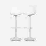 Pair of faux leather, rounded backrest, adjustable bar stools, seat height 61.5 - 83.5cm - Noah - White Photo8