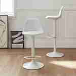 Pair of faux leather, rounded backrest, adjustable bar stools, seat height 61.5 - 83.5cm - Noah - White Photo2