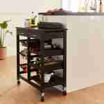 Wood-Effect Kitchen Cart with Wheels - 65x35 cm, black Photo2