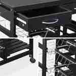 Wood-Effect Kitchen Cart with Wheels - 65x35 cm, black Photo6