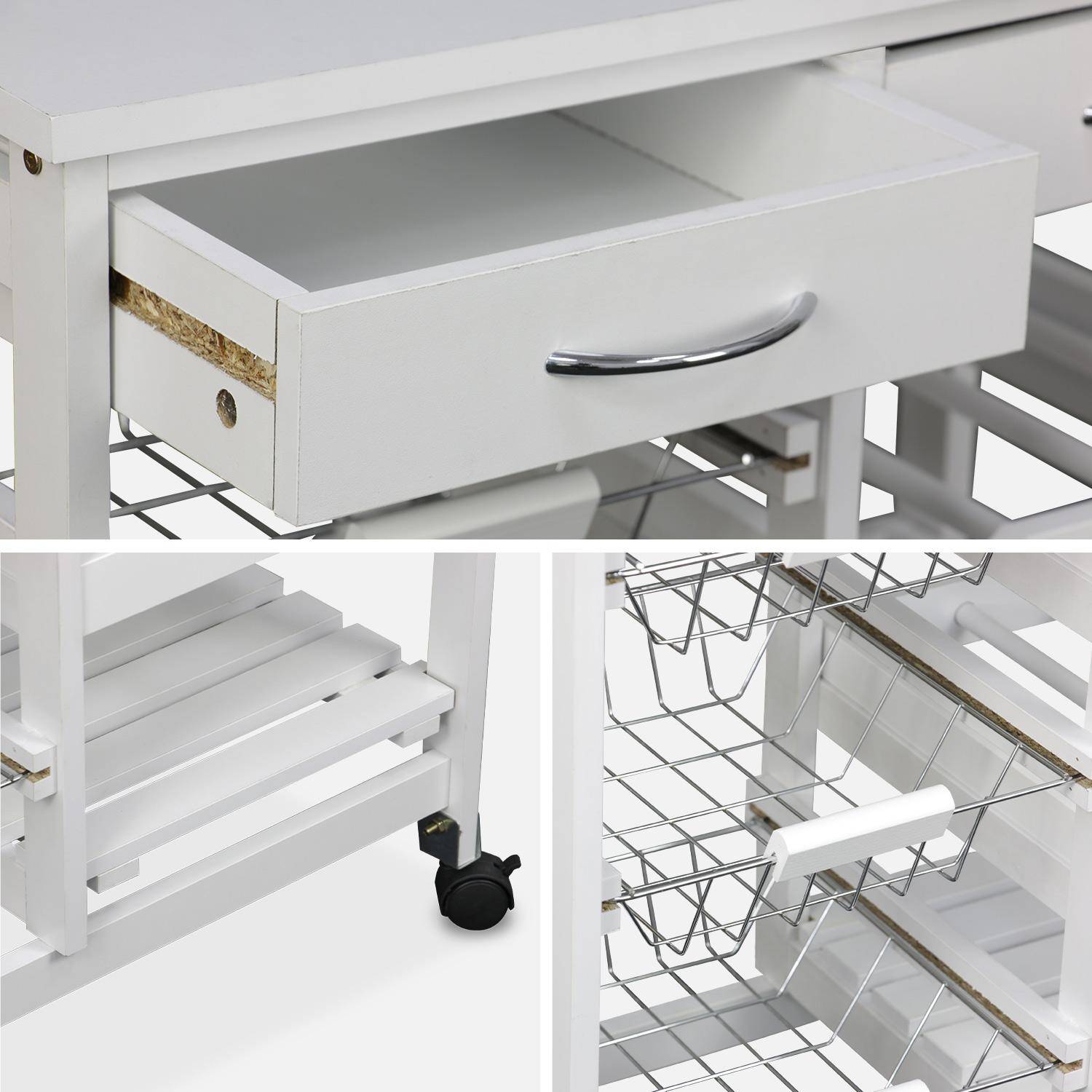 Aparador de cocina efecto madera con ruedas, 65x35cm, Charlotte, Blanco, 65x35x76 cm,sweeek,Photo4