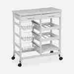 Wood-Effect Kitchen Cart with Wheels - 65x35 cm, white Photo6