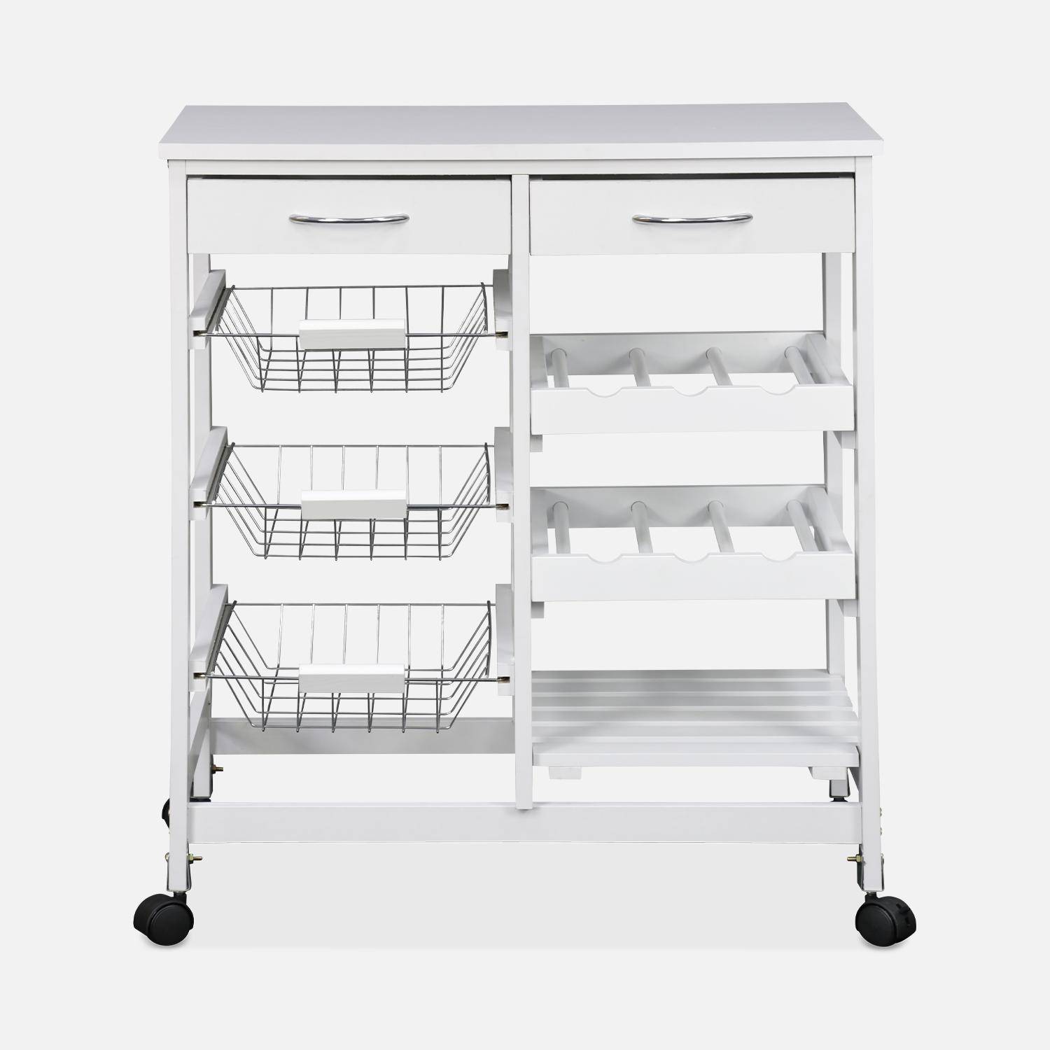 Aparador de cocina efecto madera con ruedas, 65x35cm, Charlotte, Blanco, 65x35x76 cm,sweeek,Photo5