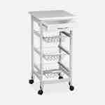 Wood-Effect Kitchen Cart with Wheels - 37x37cm, white Photo5