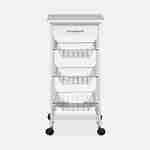 Wood-Effect Kitchen Cart with Wheels - 37x37cm, white Photo4