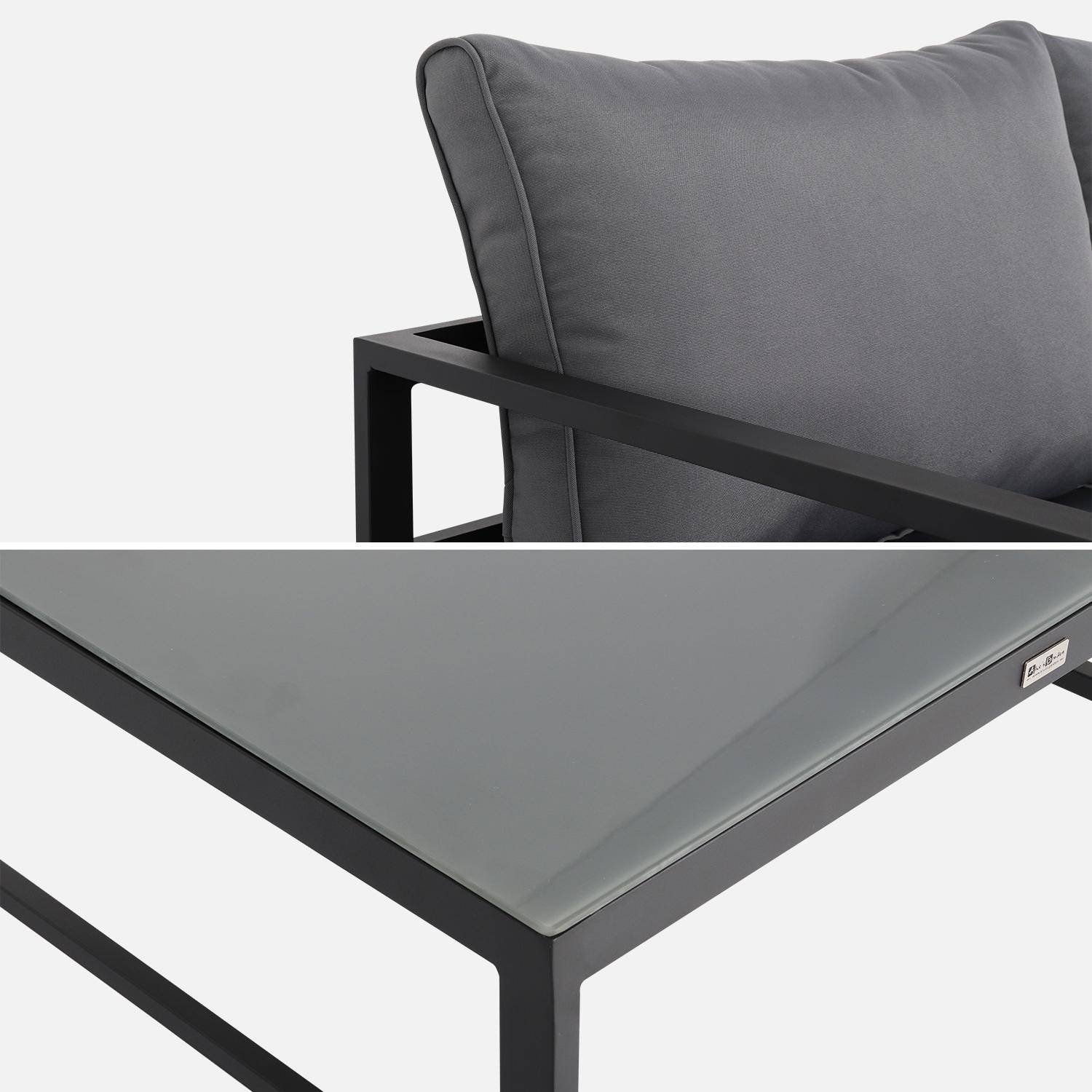 Salon de jardin d'angle 5 places - Stratum Anthracite et Gris - 6 éléments en aluminium, coussins épais, design et modulable Photo6