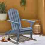 Fauteuil de jardin en bois - Adirondack Salamanca bleu grisé - Eucalyptus FSC, chaise de terrasse retro, siège de plage  Photo2