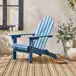 Poltrona da giardino in legno Adirondack Salamanca di colore Blu - Eucalipto FSC, sedia a sdraio retrò, seduta da spiaggia pieghevole  Photo1