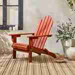 Fauteuil de jardin en bois peint - Adirondack Salamanca terracotta - Eucalyptus FSC, chaise de terrasse rétro, siège de plage pliable Photo1
