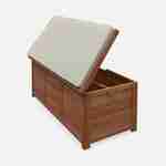 Baule da giardino  200L in legno - modello: Caja, colore: Beige - 125x60cm, per riporre cuscini, con binda e impugnature Photo6