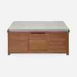 Baú de madeira em madeira 200L - Caja beige - Almofadas de armazenamento de 125x60cm com cilindro e manípulos Photo5