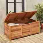 Baú de madeira em madeira 200L - Caja beige - Almofadas de armazenamento de 125x60cm com cilindro e manípulos Photo2