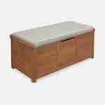 Baú de madeira em madeira 200L - Caja beige - Almofadas de armazenamento de 125x60cm com cilindro e manípulos Photo3
