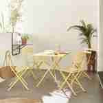 Klappbare Bistro-Gartengarnitur - Rechteckig Emilia gelb - 110 x 70 cm großer Tisch mit vier Klappstühlen aus pulverbeschichtetem Stahl Photo1