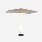 Straight rectangular wooden parasol 2x3m - adjustable central mast in wood and hand pulley opening - Cabourg - Beige Photo1