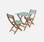 Conjunto de jardim de madeira Bistro 60x60cm - Barcelona - verde cinza, mesa dobrável bicolor quadrada 2 cadeiras dobráveis | sweeek