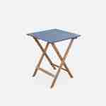 Bistro-Gartentisch aus Holz 60x60cm - Barcelona Holz / blaugrau - zweifarbig quadratisch Klappbar aus Akazie mit 2 Klappstühlen Photo6