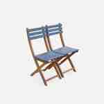 Tavolo da giardino bistrot in legno 60x60cm - Barcelona Legno/Blu grigio- pieghevole, bicolore, quadrato, in legno acacia con 2 sedie pieghevoli Photo5