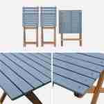 Table de jardin bistrot en bois 60x60cm - Barcelona Bois / Bleu -  pliante bicolore carrée en acacia avec 2 chaises pliables Photo7