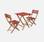 Table de jardin bistrot 60x60cm - Barcelona Bois / Terracotta - pliante bicolore carrée en acacia avec 2 chaises pliables | sweeek