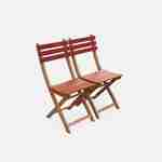 Tavolo da giardino bistrot in legno 60x60cm - Barcelona Bois / Terracotta - tavolo quadrato pieghevole bicolore in legno d'acacia con 2 sedie pieghevoli Photo2