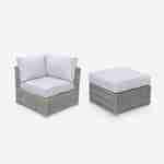 Ready assembled 5-seater deluxe polyrattan modular garden sofa set with armchair, footrest, table, Aluminium, Light Grey, VINCI Photo4