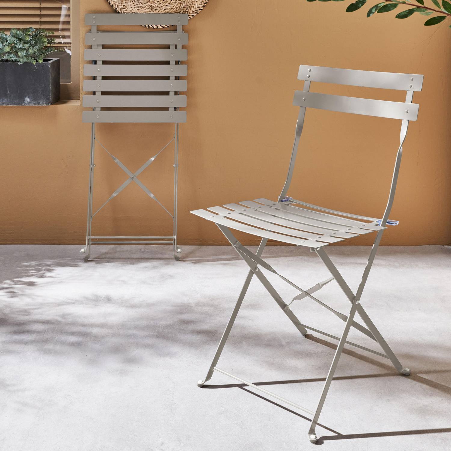 Conjunto de 2 cadeiras de jardim dobráveis - Emilia gris taupe - Aço revestido a pó Photo2