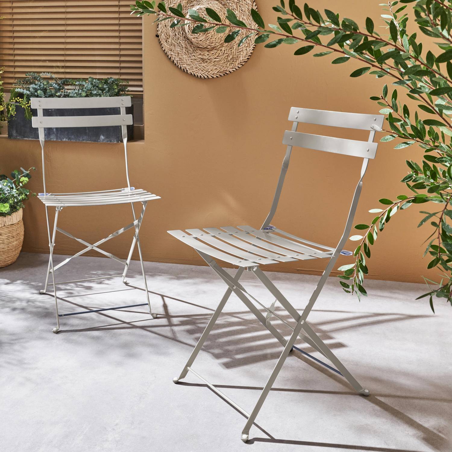 Conjunto de 2 cadeiras de jardim dobráveis - Emilia gris taupe - Aço revestido a pó Photo1