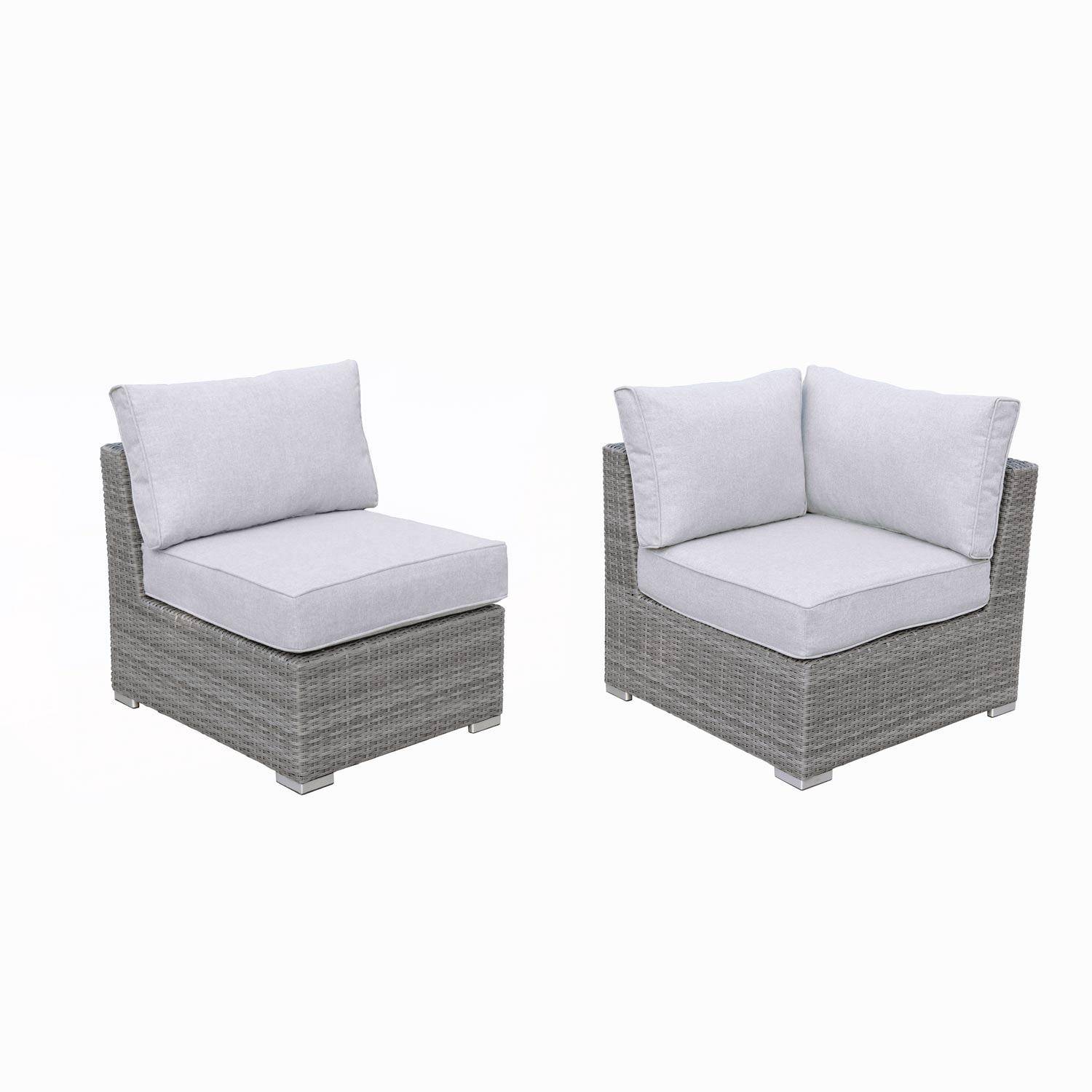 Conjunto de mobiliário de jardim em resina tecida Premium XXL - VERONA - Resina de estilo salpicado cinzento, almofadas cinzentas claras - Assentos 12 a 14, topo de gama Photo7