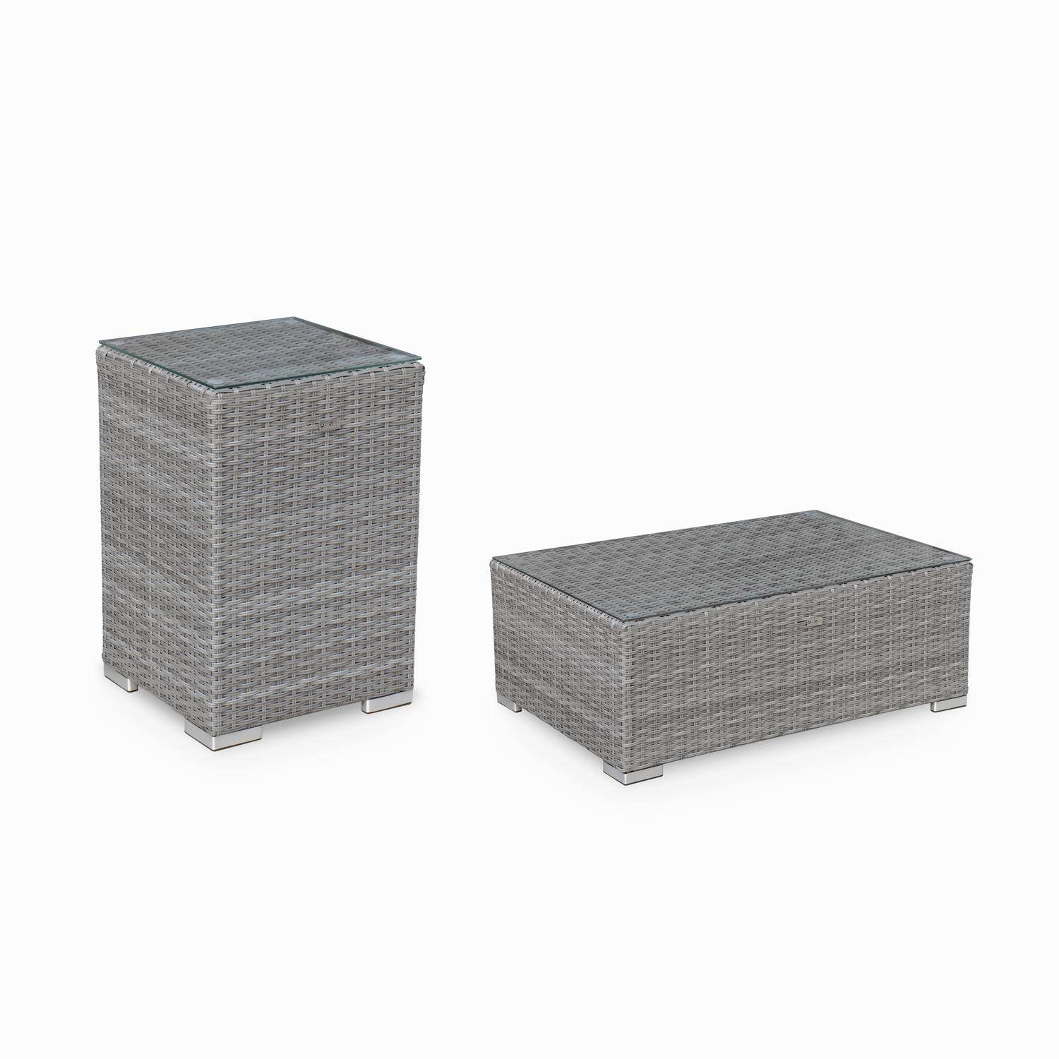 Conjunto de mobiliário de jardim em resina tecida Premium XXL - VERONA - Resina de estilo salpicado cinzento, almofadas cinzentas claras - Assentos 12 a 14, topo de gama Photo8