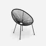 Set van 2 ei-vormige stoelen ACAPULCO met bijzettafel - Zwart - Stoelen 4 poten design retro, met lage tafel, plastic koorden Photo3
